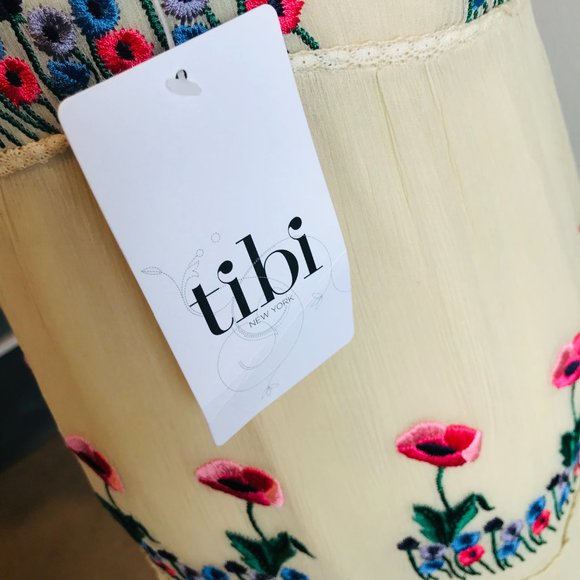 NWT Tibi Cream Silk Floral Embroidered Dress Size 6 - Picture 11 of 13